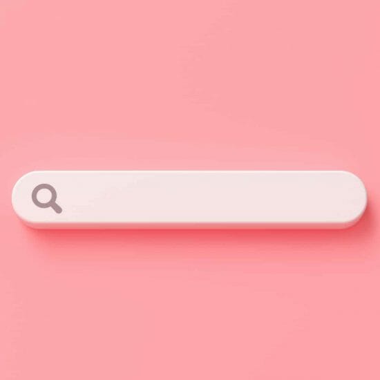 Minimal blank search bar pink background 3d rendering